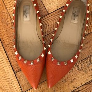 Valentino studded flats . Color Coral/Orange . Size 38.5. Excellent condition.